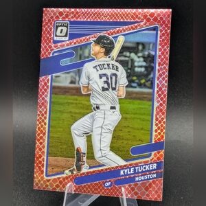 2021 Panini Donruss Optic Red Dragon Prizm #d /110 Kyle Tucker #141 Cubs Astros